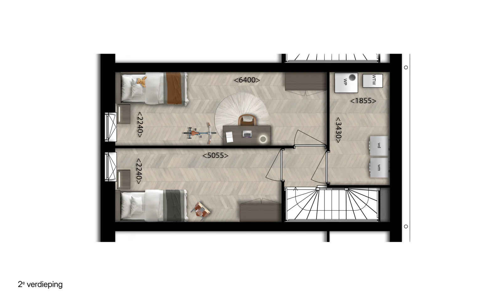 Plattegrond Hofwoning Familie — tweede verdieping