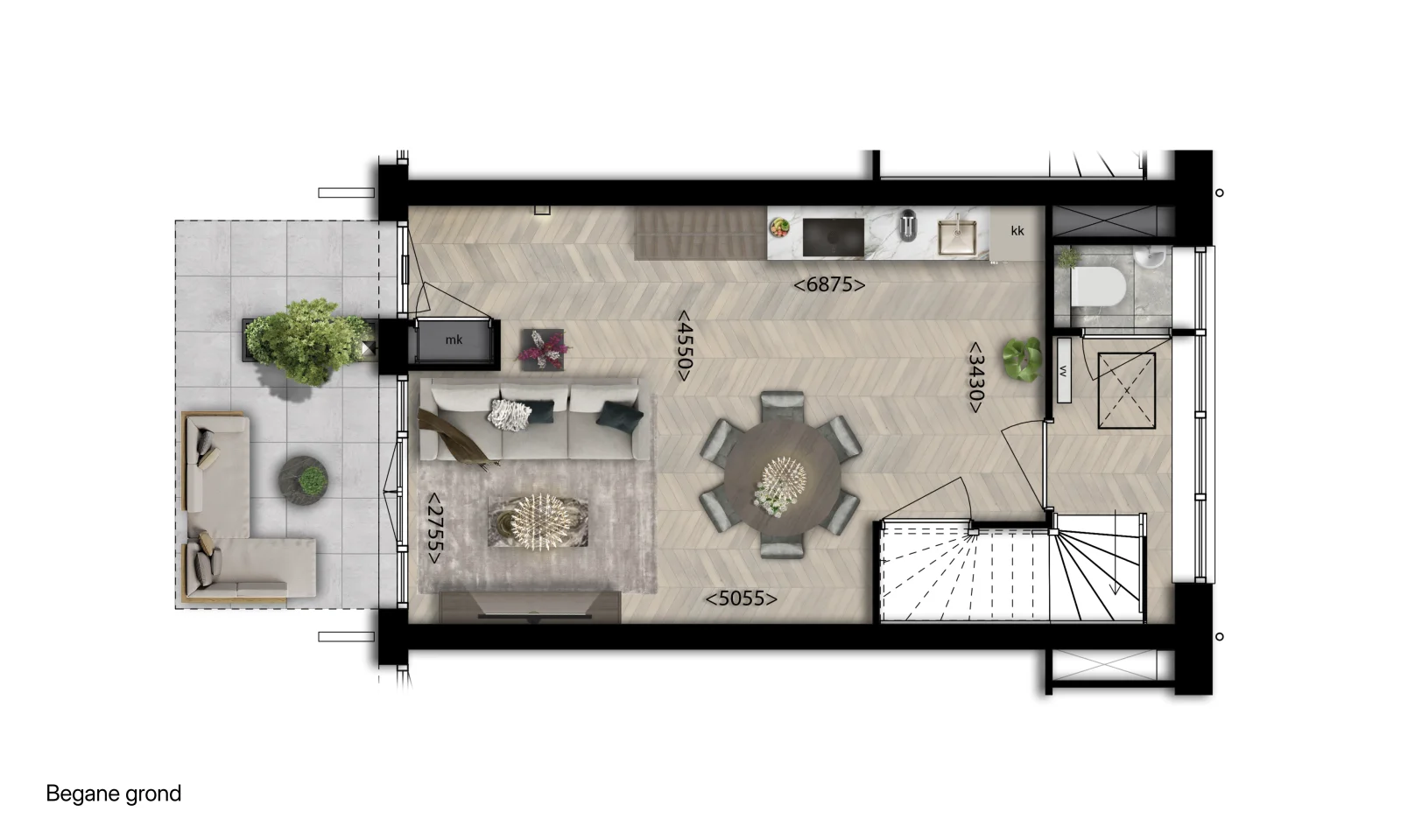 Plattegrond Hofwoning Familie — begane grond